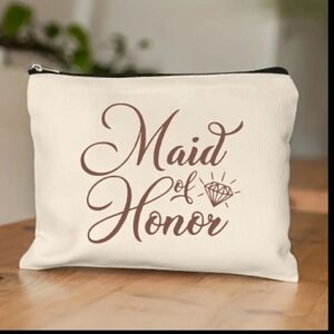 New, Maid of honor wedding party make-up bags, gift bags beige gold